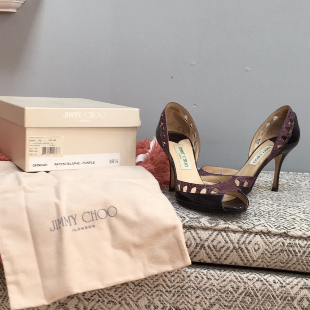 Jimmy Choo purple patent heels